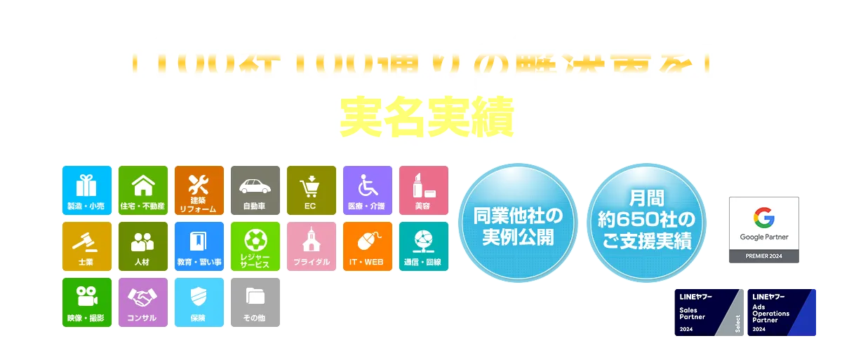 100社100通りの解決策を自信があるから実名実績で勝負します！