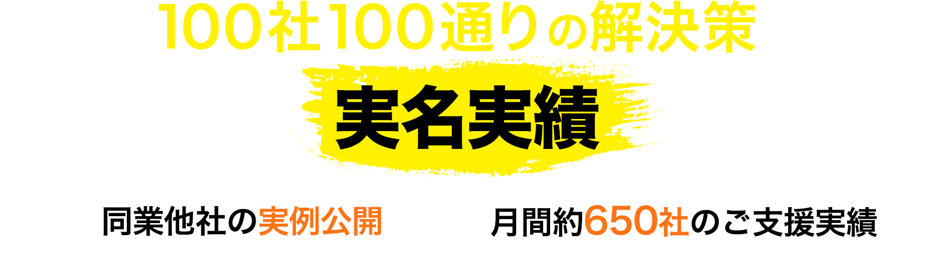 100社100通りの解決策を自信があるから実名実績で勝負します